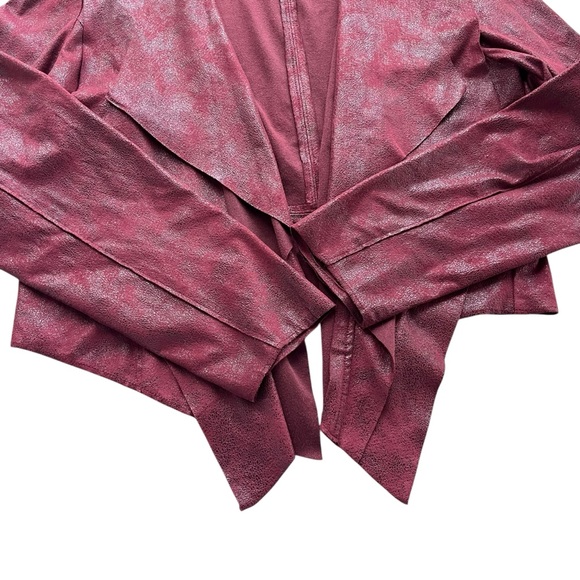 Knox Rose Women XL Burgundy Faux Suede Leather Open Drape Waterfall Front Jacket - Picture 9 of 15